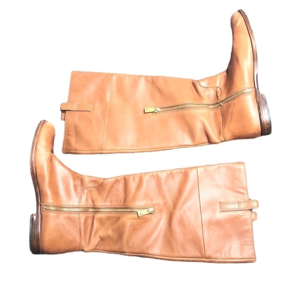 COACH Martta Tall Tan Leather Riding Boots in Cinnamon Size 7.5 - Picture 6 of 8
